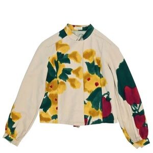 Dries van noten cropped jacket women’s 38 floral double breasted mandarin collar